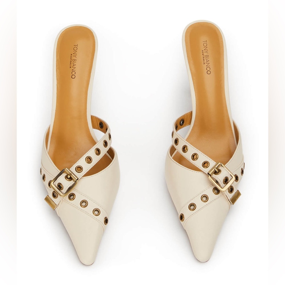 Tony Bianco Savoir Mules in Bone Venice